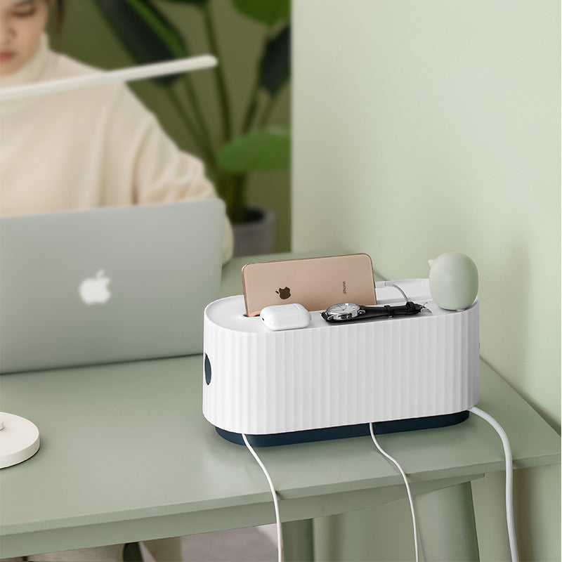 Power Strip Cable Management Box – Anti-Dust Wire Organizer for Charger & Socket Storage