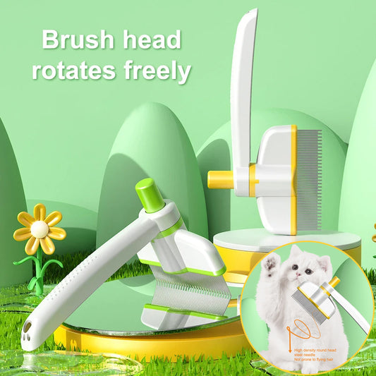 Self-Cleaning Pet Grooming Comb – Cat & Dog Brush for Long Hair, Flea & Shedding