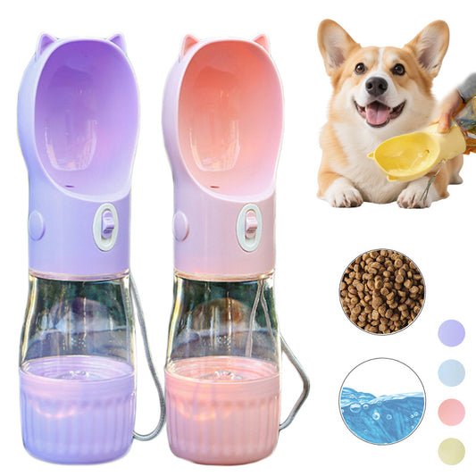 2-in-1 Portable Dog Water Bottle & Food Container – Outdoor Pet Feeder Leak-Proof